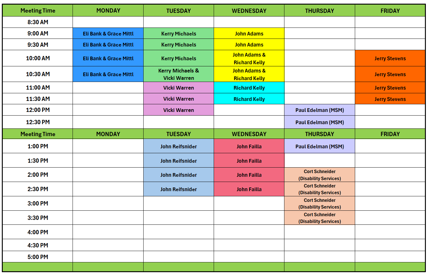 EIR Spring 2025 Schedule